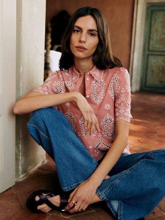 Sezane Tops - Sezane Elvira Blouse Ecru Pink size 38